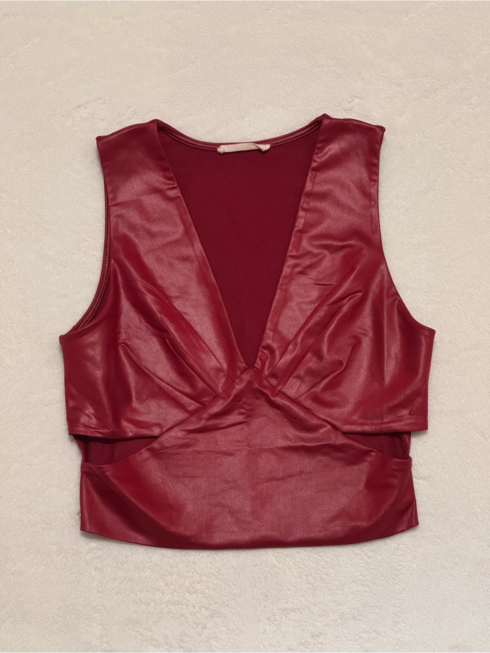 Burgundy Deep V Crop Top